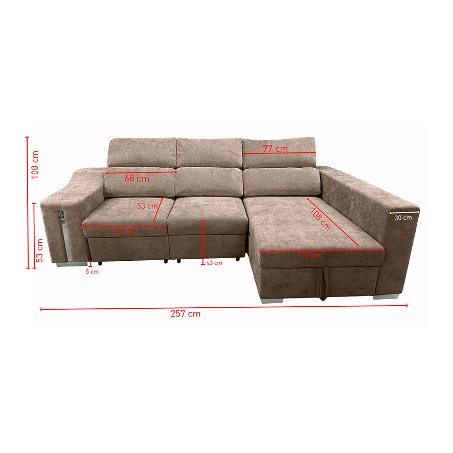 Sofá Chaise Longue Cama Menua Gris - Imagen 6
