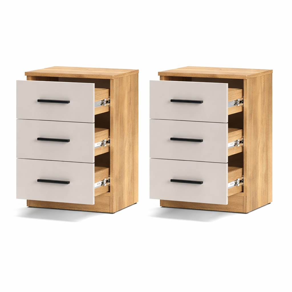 Pack de 2 Mesitas de Noche Elba 3 Cajones