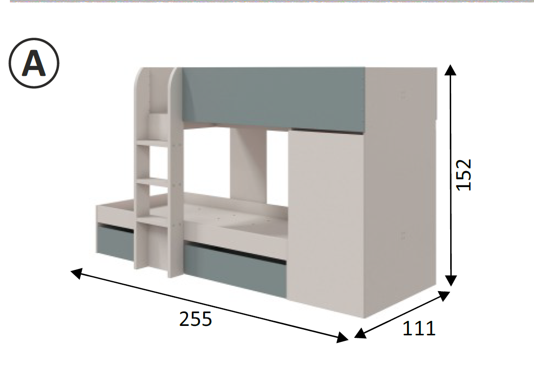 Cama Tren Eureka con Armario y 2 Cajones | Meimon - Imagen 7