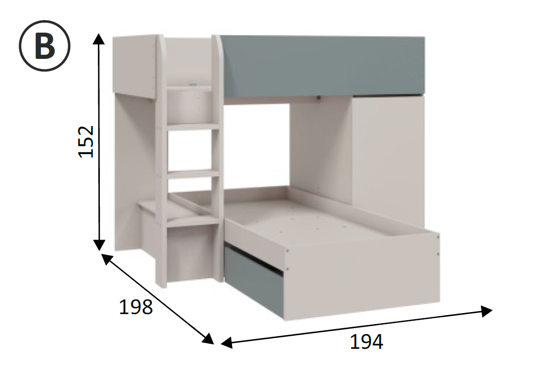 Cama Tren Eureka con Armario y 2 Cajones | Meimon - Imagen 8