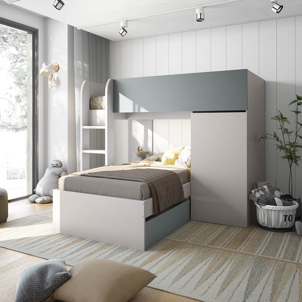 Cama Tren Eureka con Armario y 2 Cajones | Meimon - Imagen 5